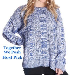 Lucca Couture Blue and White Knit Sweater